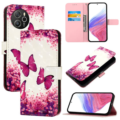 For Blackview Shark 8 3D Painting Horizontal Flip Leather Phone Case(Rose Butterfly) - More Brand by PMC Jewellery | Online Shopping South Africa | PMC Jewellery | Buy Now Pay Later Mobicred