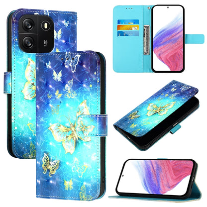 For Blackview Wave 6C 3D Painting Horizontal Flip Leather Phone Case(Golden Butterfly) - More Brand by PMC Jewellery | Online Shopping South Africa | PMC Jewellery | Buy Now Pay Later Mobicred