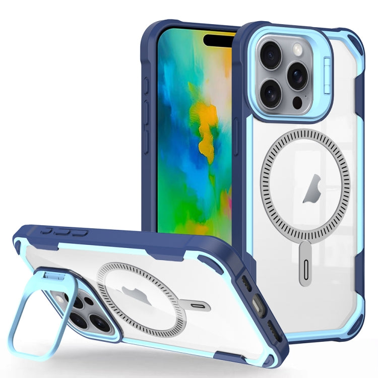 For iPhone 16 Pro Transparent Acrylic MagSafe Lens Holder Phone Case(Blue) - iPhone 16 Pro Cases by PMC Jewellery | Online Shopping South Africa | PMC Jewellery | Buy Now Pay Later Mobicred