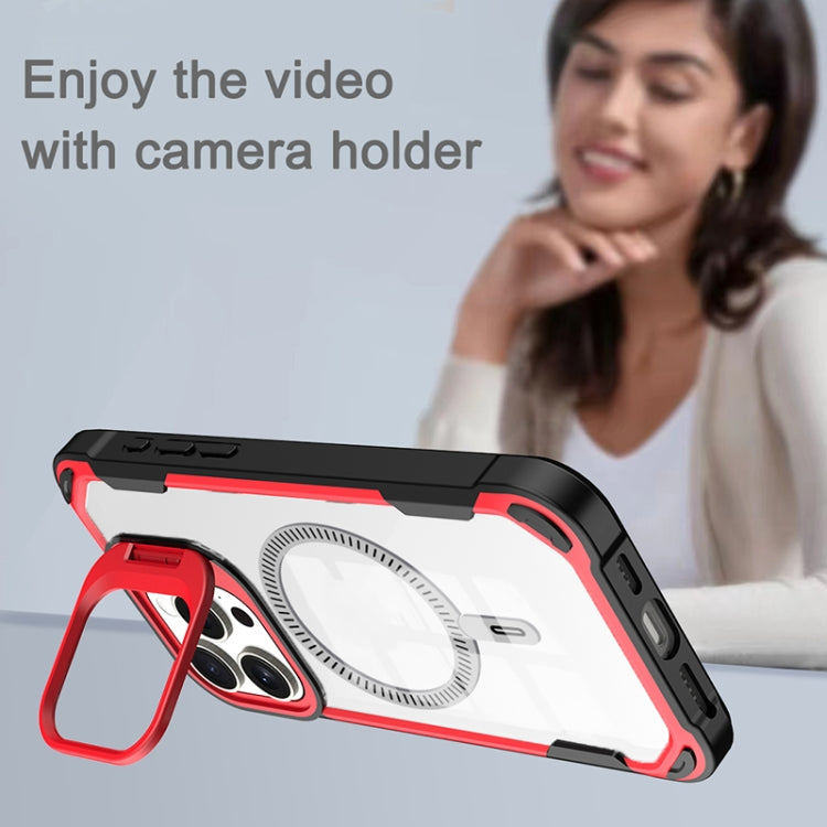 For iPhone 16 Transparent Acrylic MagSafe Lens Holder Phone Case(Navy) - iPhone 16 Cases by PMC TechLife | Online Shopping South Africa | PMC TechLife | Buy Now Pay Later Mobicred