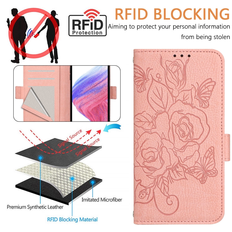 For Huawei Pura 70 Pro Embossed Rose RFID Anti-theft Leather Phone Case(Pink) - Huawei Cases by PMC Jewellery | Online Shopping South Africa | PMC Jewellery | Buy Now Pay Later Mobicred