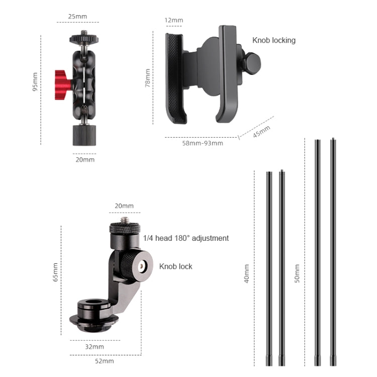 Bicycle Handlebar Holder Pea Clip Adapter 50cm Rod Set - Bicycle Handlebar Mount by PMC Jewellery | Online Shopping South Africa | PMC Jewellery | Buy Now Pay Later Mobicred