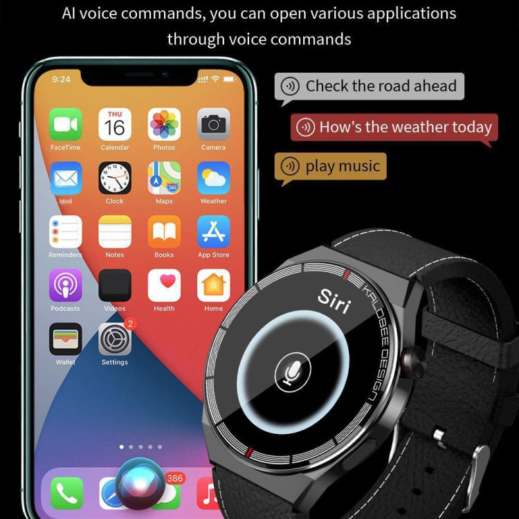 1.3 inch Leather Band IP68 Waterproof Smart Watch Support Bluetooth Call(Black) - Smart Watches by PMC TechLife | Online Shopping South Africa | PMC TechLife | Buy Now Pay Later Mobicred