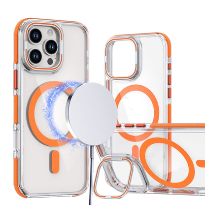 For iPhone 16 Pro Max Dual-Color Clear Acrylic Hybrid TPU Lens Flip Holder MagSafe Phone Case(Orange) - iPhone 16 Pro Max Cases by PMC Jewellery | Online Shopping South Africa | PMC Jewellery | Buy Now Pay Later Mobicred