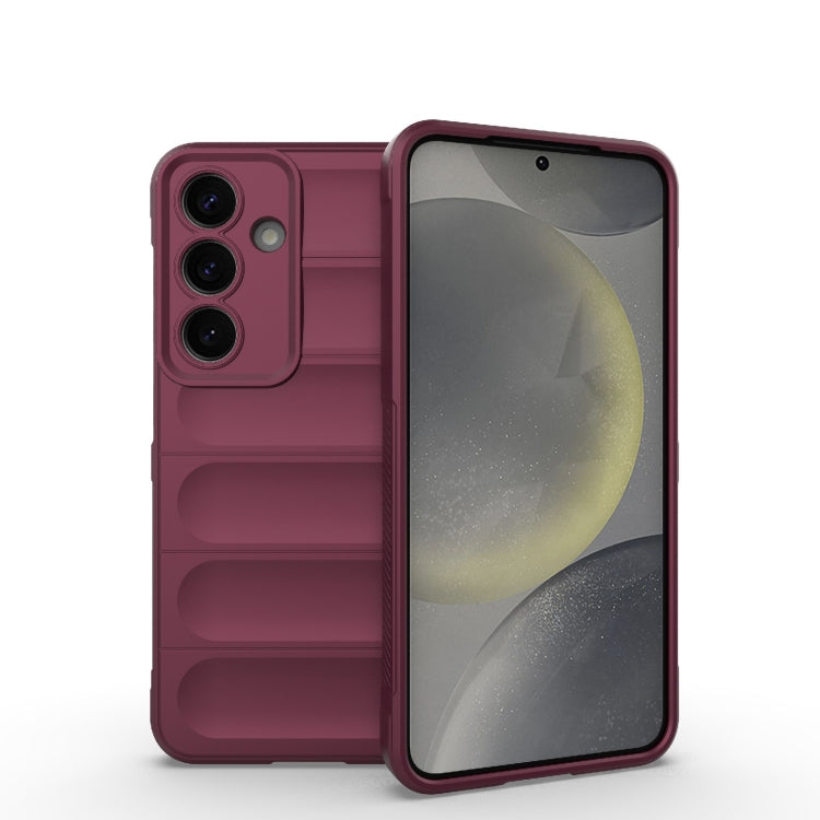 For Samsung Galaxy S25 5G Magic Shield TPU + Flannel Phone Case(Wine Red) - Galaxy S25 5G Cases by PMC Jewellery | Online Shopping South Africa | PMC Jewellery | Buy Now Pay Later Mobicred