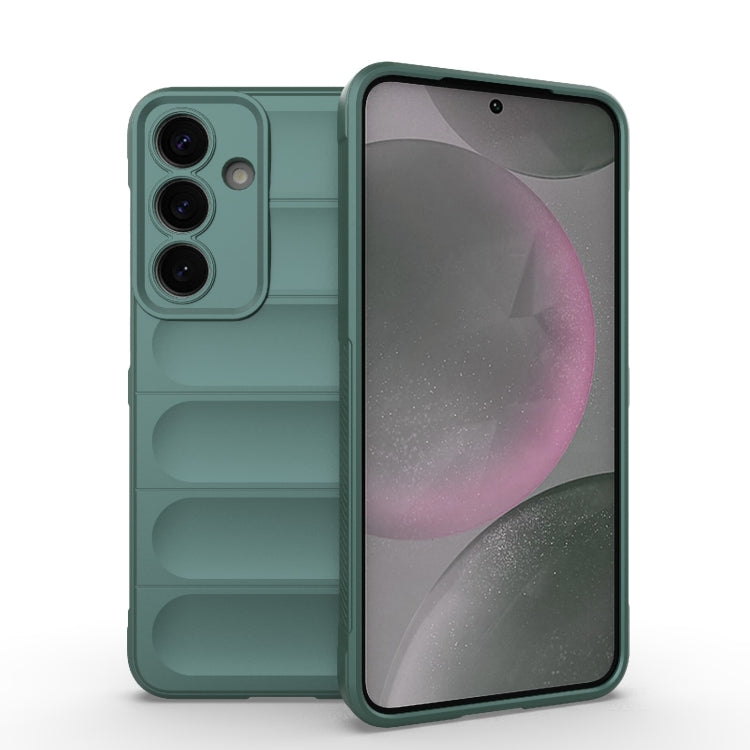 For Samsung Galaxy S25+ 5G Magic Shield TPU + Flannel Phone Case(Dark Green) - Galaxy S25+ 5G Cases by PMC Jewellery | Online Shopping South Africa | PMC Jewellery | Buy Now Pay Later Mobicred