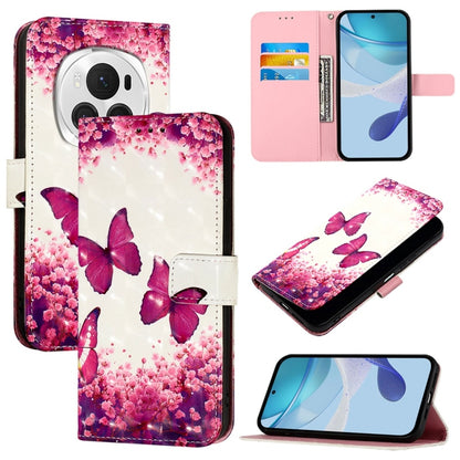 For Honor Magic6 Pro Global 3D Painting Horizontal Flip Leather Phone Case(Rose Butterfly) - Honor Cases by PMC Jewellery | Online Shopping South Africa | PMC Jewellery | Buy Now Pay Later Mobicred