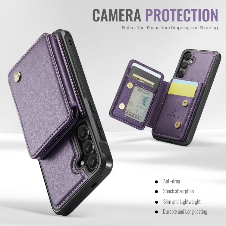 For Samsung Galaxy S24 5G JEEHOOD J05 Business Magnetic Style RFID Leather Phone Case(Purple) - Galaxy S24 5G Cases by JEEHOOD | Online Shopping South Africa | PMC Jewellery | Buy Now Pay Later Mobicred