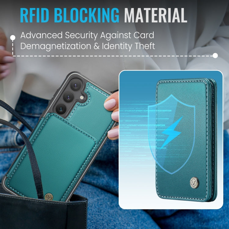 For Samsung Galaxy S24+ 5G JEEHOOD J05 Business Magnetic Style RFID Leather Phone Case(Blue Green) - Galaxy S24+ 5G Cases by JEEHOOD | Online Shopping South Africa | PMC Jewellery | Buy Now Pay Later Mobicred