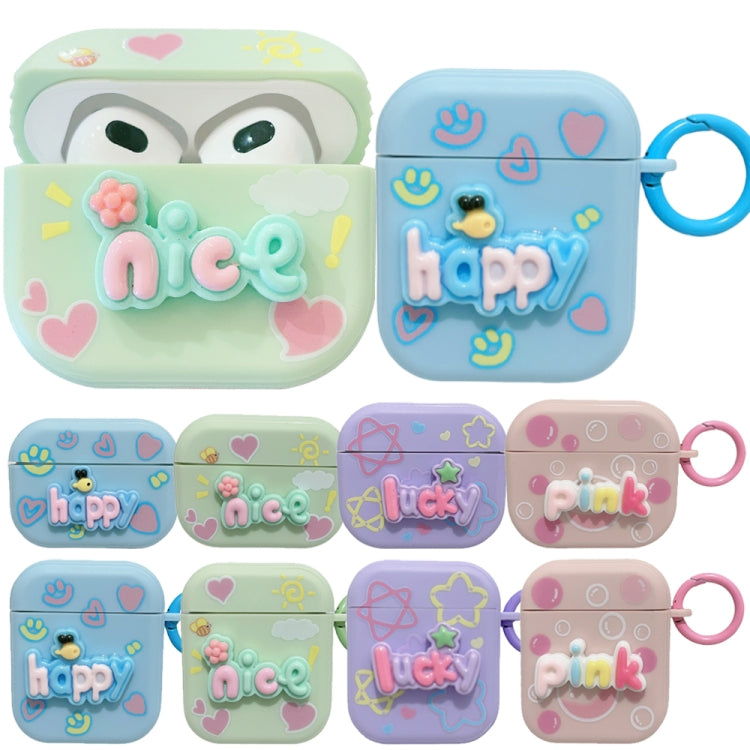 For AirPods Pro Fresh 3D Text Skin Feel Earbuds Box PC Case(Blue) - For AirPods Pro by PMC Jewellery | Online Shopping South Africa | PMC Jewellery | Buy Now Pay Later Mobicred