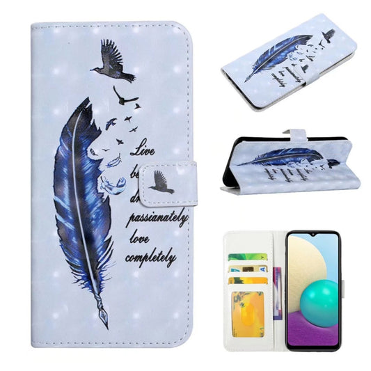 For Samsung Galaxy S25 5G Oil Embossed 3D Drawing Leather Phone Case(Blue Feather) - Galaxy S25 5G Cases by PMC Jewellery | Online Shopping South Africa | PMC Jewellery | Buy Now Pay Later Mobicred