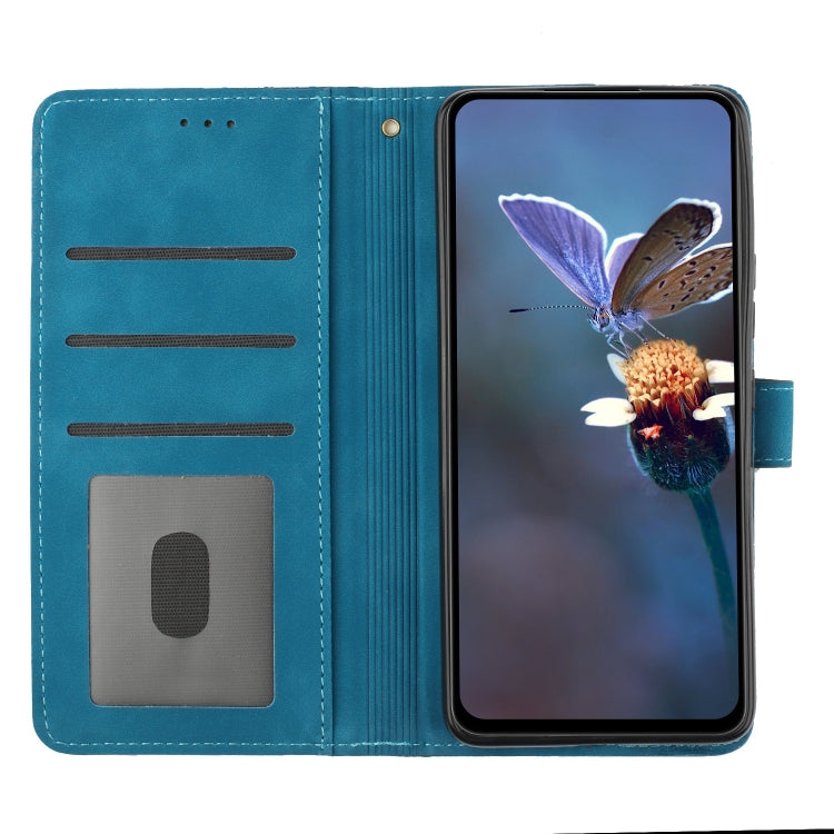 For Samsung Galaxy S25 5G Flower Embossing Pattern Leather Phone Case(Blue) - Galaxy S25 5G Cases by PMC Jewellery | Online Shopping South Africa | PMC Jewellery | Buy Now Pay Later Mobicred