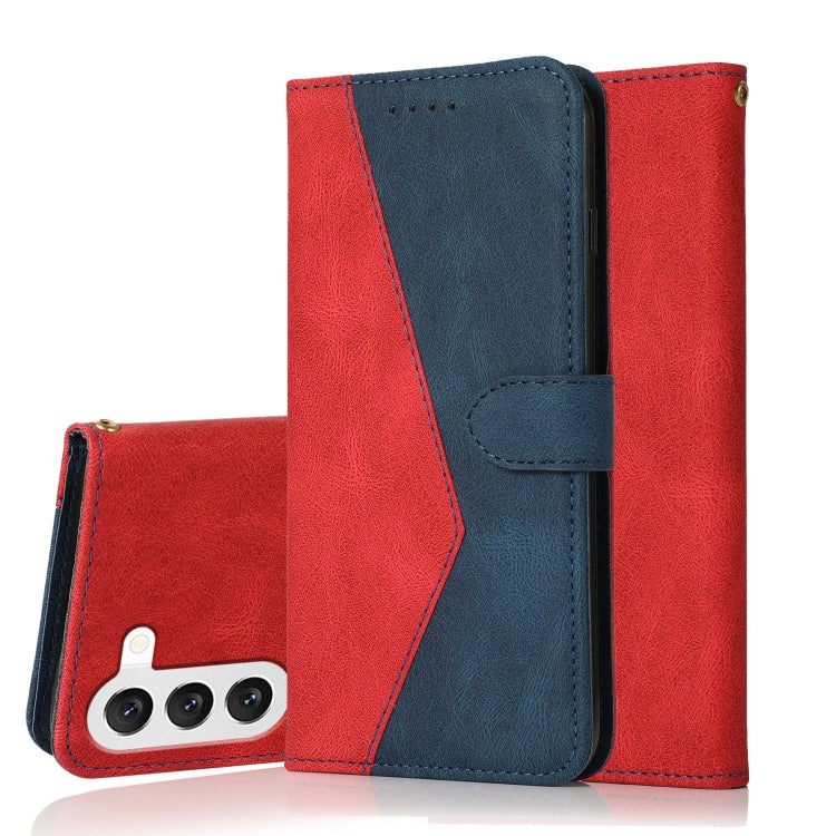 For Samsung Galaxy S25 5G Dual-color Stitching Leather Phone Case(Red Blue) - Galaxy S25 5G Cases by PMC Jewellery | Online Shopping South Africa | PMC Jewellery | Buy Now Pay Later Mobicred