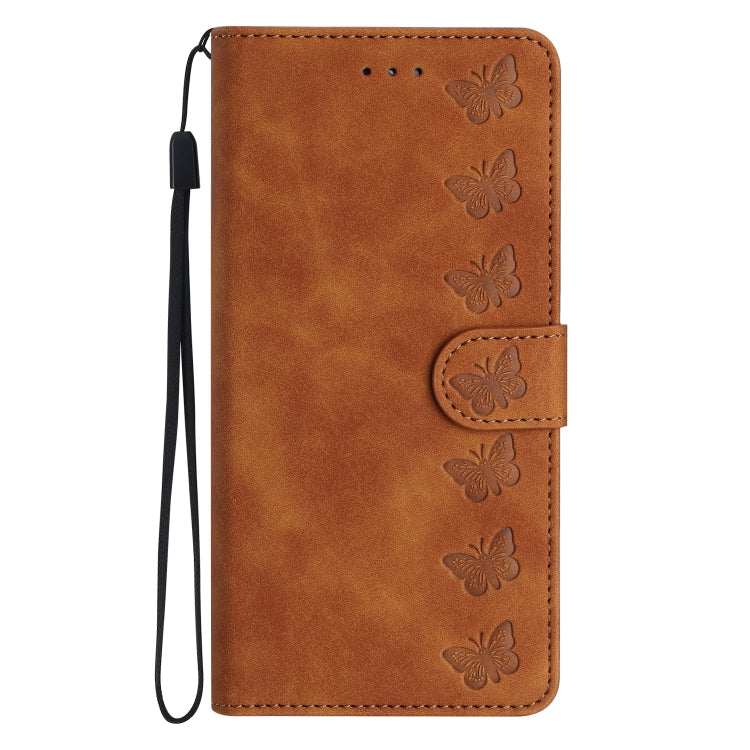 For Samsung Galaxy S25+ 5G Seven Butterflies Embossed Leather Phone Case(Brown) - Galaxy S25+ 5G Cases by PMC Jewellery | Online Shopping South Africa | PMC Jewellery | Buy Now Pay Later Mobicred