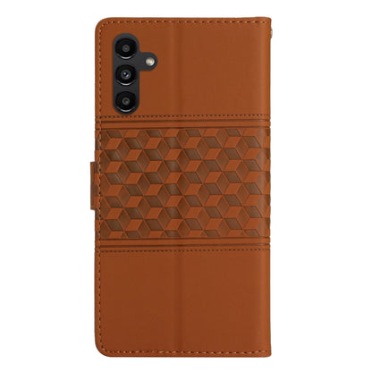 For Samsung Galaxy S25 5G Diamond Embossed Skin Feel Leather Phone Case(Brown) - Galaxy S25 5G Cases by PMC Jewellery | Online Shopping South Africa | PMC Jewellery | Buy Now Pay Later Mobicred