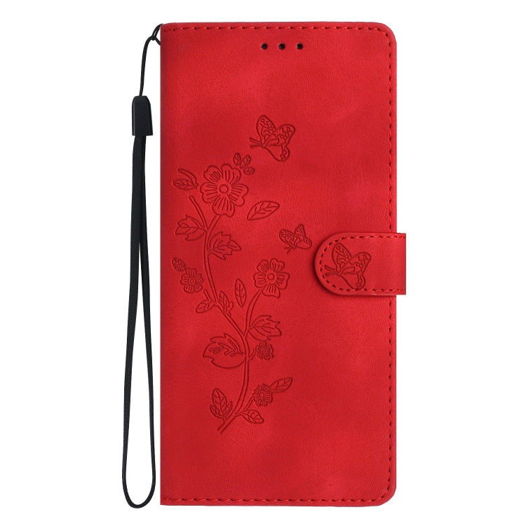 For Samsung Galaxy S25 Ultra 5G Flower Butterfly Embossing Pattern Leather Phone Case(Red) - Galaxy S25 Ultra 5G Cases by PMC Jewellery | Online Shopping South Africa | PMC Jewellery | Buy Now Pay Later Mobicred