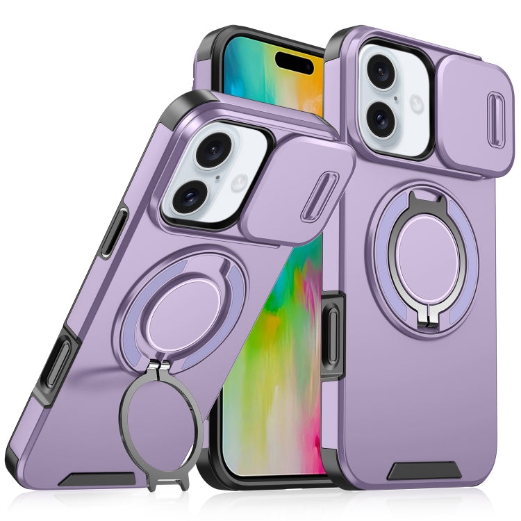 For iPhone 16 Plus Sliding Camshield Ring Holder Phone Case(Purple) - iPhone 16 Plus Cases by PMC Jewellery | Online Shopping South Africa | PMC Jewellery | Buy Now Pay Later Mobicred