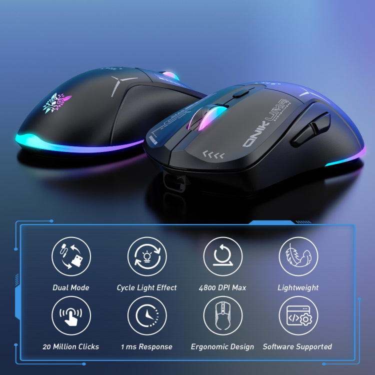 ONIKUMA CW917 RGB 4800DPI Dual Mode Wired + 2.4GHz Wireless Mouse(Black) - Wireless Mice by ONIKUMA | Online Shopping South Africa | PMC Jewellery | Buy Now Pay Later Mobicred