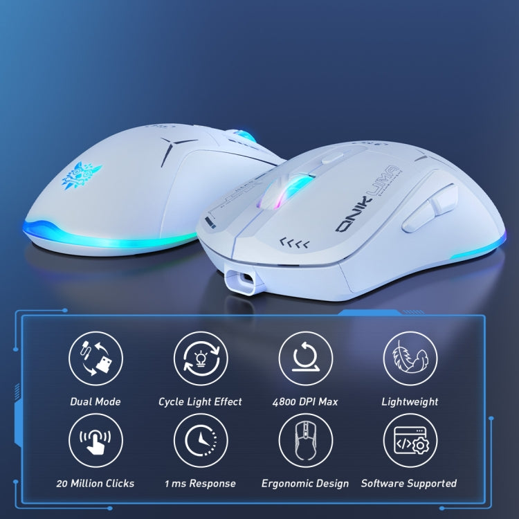 ONIKUMA CW917 RGB 4800DPI Dual Mode Wired + 2.4GHz Wireless Mouse(White) - Wireless Mice by ONIKUMA | Online Shopping South Africa | PMC Jewellery | Buy Now Pay Later Mobicred