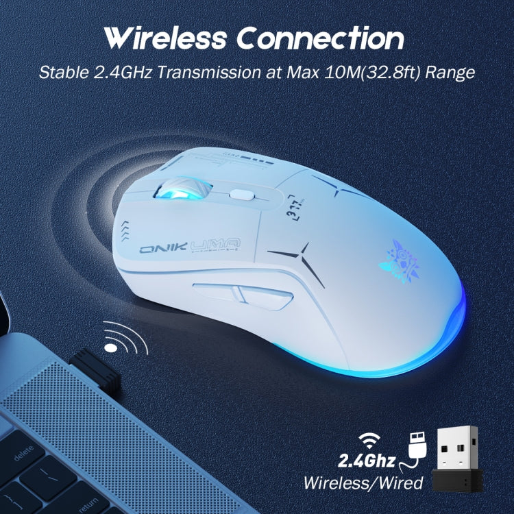 ONIKUMA CW917 RGB 4800DPI Dual Mode Wired + 2.4GHz Wireless Mouse(White) - Wireless Mice by ONIKUMA | Online Shopping South Africa | PMC Jewellery | Buy Now Pay Later Mobicred