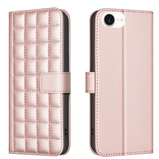 For iPhone 16e Square Texture Leather Phone Case(Rose Gold) - iPhone 16e Cases by PMC Jewellery | Online Shopping South Africa | PMC Jewellery | Buy Now Pay Later Mobicred