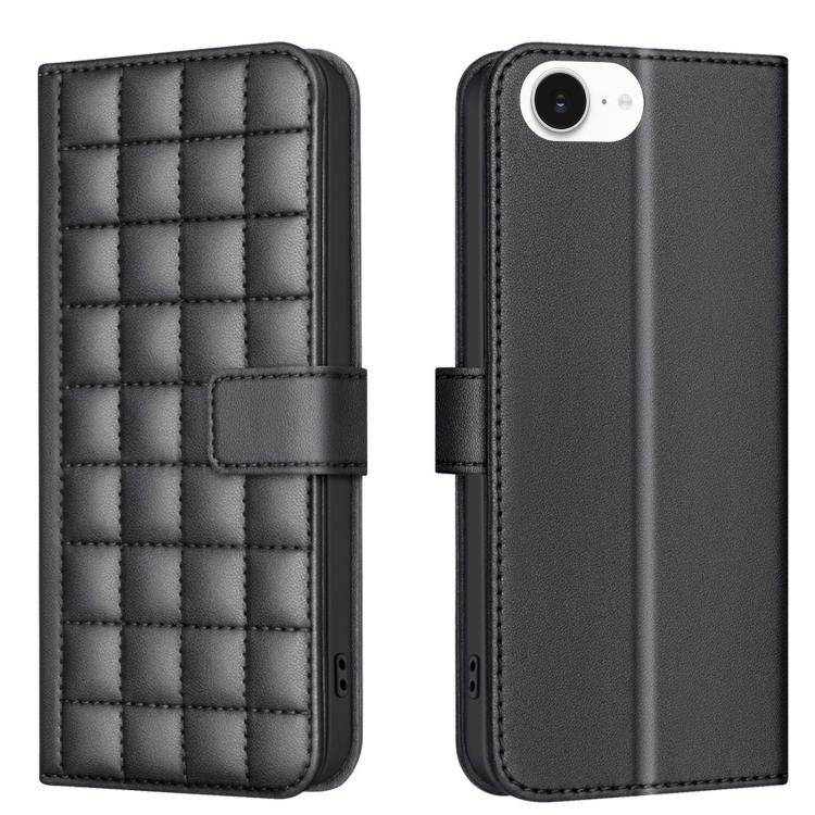For iPhone 16e Square Texture Leather Phone Case(Black) - iPhone 16e Cases by PMC TechLife | Online Shopping South Africa | PMC TechLife | Buy Now Pay Later Mobicred