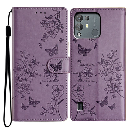For Blackview A55 Pro Butterflies and Flowers Leather Phone Case(Purple) - More Brand by PMC Jewellery | Online Shopping South Africa | PMC Jewellery | Buy Now Pay Later Mobicred