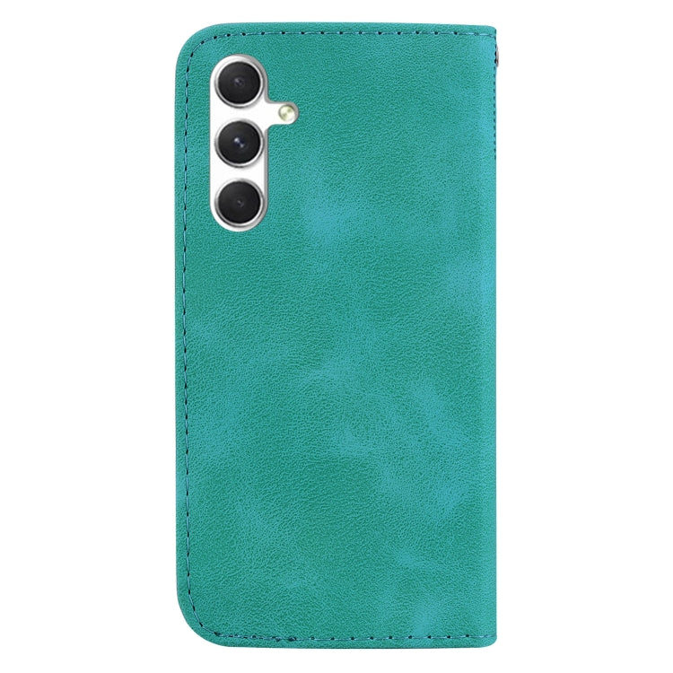 For Samsung Galaxy S25 5G Seven-shaped Embossed Leather Phone Case(Green) - Galaxy S25 5G Cases by PMC Jewellery | Online Shopping South Africa | PMC Jewellery | Buy Now Pay Later Mobicred