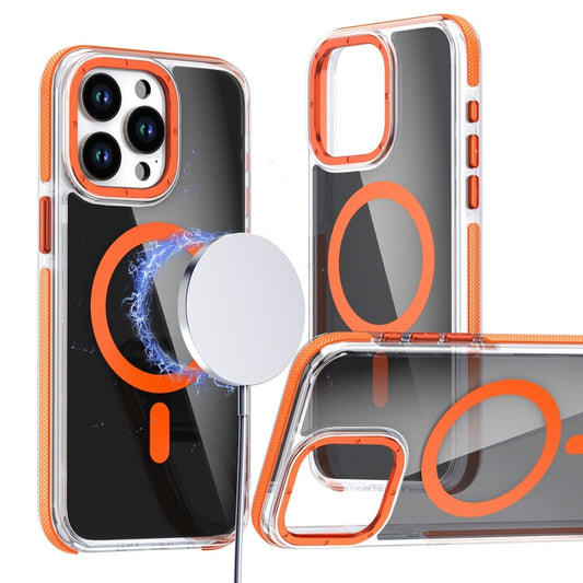 For iPhone 16 Pro Max Magsafe Dual-Color Transparent Black Full Coverage Phone Case(Orange) - iPhone 16 Pro Max Cases by PMC Jewellery | Online Shopping South Africa | PMC Jewellery | Buy Now Pay Later Mobicred