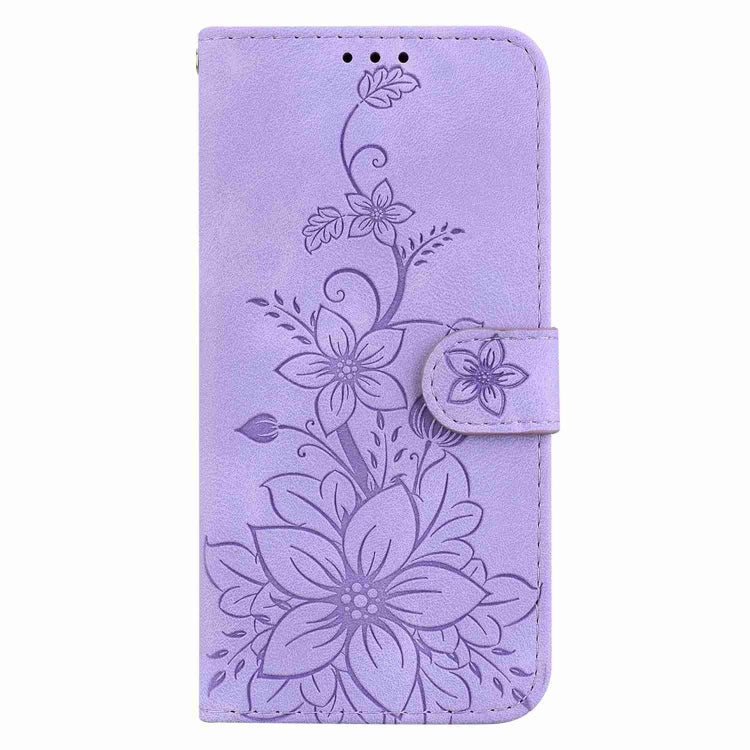 For Samsung Galaxy S25 5G Lily Embossed Leather Phone Case(Purple) - Galaxy S25 5G Cases by PMC Jewellery | Online Shopping South Africa | PMC Jewellery | Buy Now Pay Later Mobicred