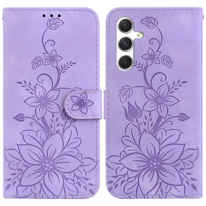 For Samsung Galaxy S25+ 5G Lily Embossed Leather Phone Case(Purple) - Galaxy S25+ 5G Cases by PMC Jewellery | Online Shopping South Africa | PMC Jewellery | Buy Now Pay Later Mobicred