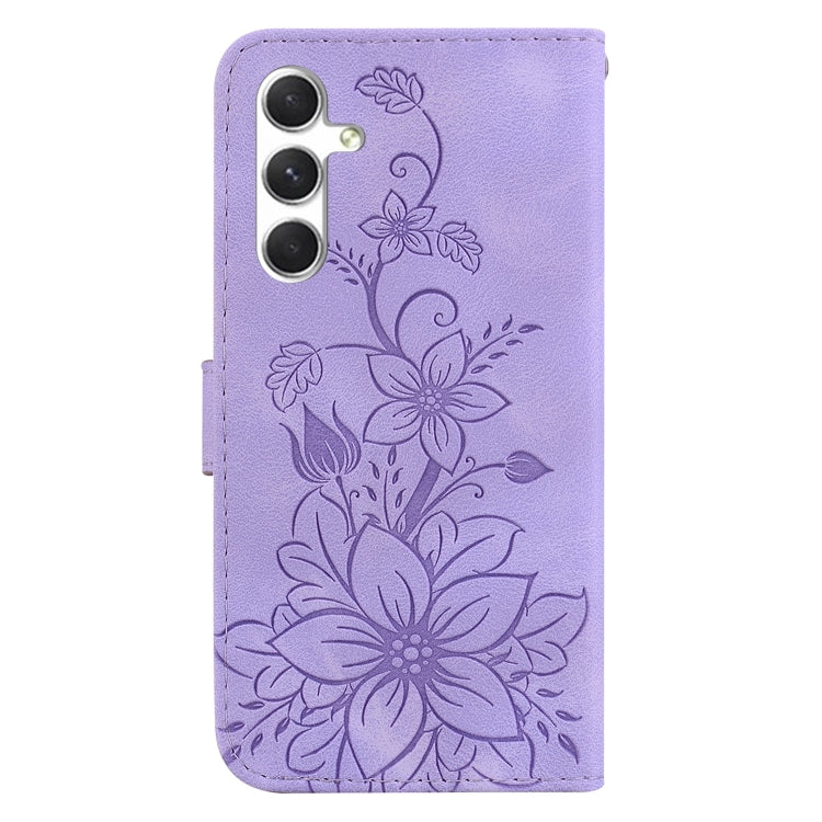 For Samsung Galaxy S25+ 5G Lily Embossed Leather Phone Case(Purple) - Galaxy S25+ 5G Cases by PMC Jewellery | Online Shopping South Africa | PMC Jewellery | Buy Now Pay Later Mobicred