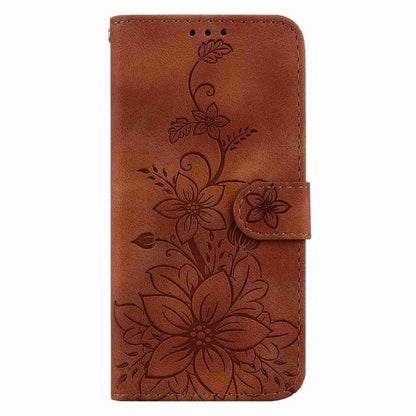 For Samsung Galaxy S25+ 5G Lily Embossed Leather Phone Case(Brown) - Galaxy S25+ 5G Cases by PMC Jewellery | Online Shopping South Africa | PMC Jewellery | Buy Now Pay Later Mobicred