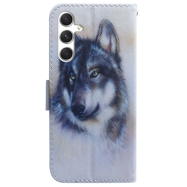 For Samsung Galaxy S25 5G Coloured Drawing Flip Leather Phone Case(White Wolf) - Galaxy S25 5G Cases by PMC Jewellery | Online Shopping South Africa | PMC Jewellery | Buy Now Pay Later Mobicred