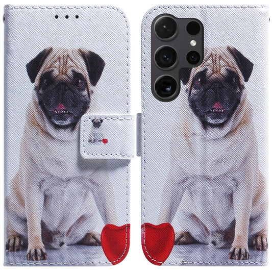 For Samsung Galaxy S25 Ultra 5G Coloured Drawing Flip Leather Phone Case(Pug) - Galaxy S25 Ultra 5G Cases by PMC Jewellery | Online Shopping South Africa | PMC Jewellery | Buy Now Pay Later Mobicred