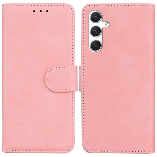 For Samsung Galaxy S25+ 5G Skin Feel Pure Color Flip Leather Phone Case(Pink) - Galaxy S25+ 5G Cases by PMC Jewellery | Online Shopping South Africa | PMC Jewellery | Buy Now Pay Later Mobicred