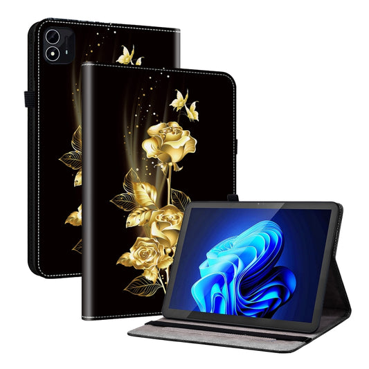 For itel Pad One 10.1 Crystal Texture Painted Leather Smart Tablet Case(Gold Butterfly Rose) - Others by PMC Jewellery | Online Shopping South Africa | PMC Jewellery | Buy Now Pay Later Mobicred