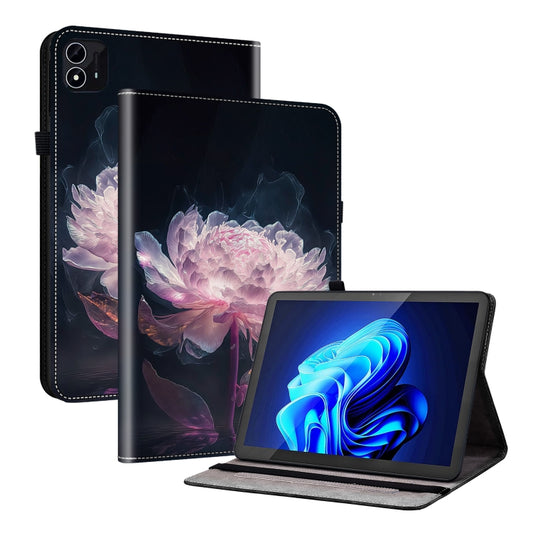 For itel Pad One 10.1 Crystal Texture Painted Leather Smart Tablet Case(Purple Peony) - Others by PMC Jewellery | Online Shopping South Africa | PMC Jewellery | Buy Now Pay Later Mobicred