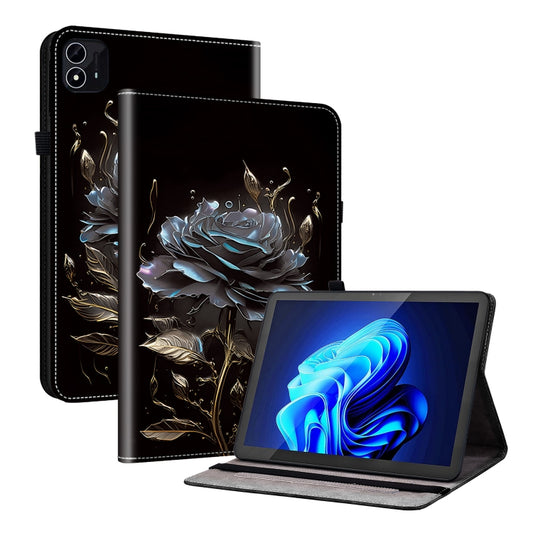 For itel Pad One 10.1 Crystal Texture Painted Leather Smart Tablet Case(Black Rose) - Others by PMC Jewellery | Online Shopping South Africa | PMC Jewellery | Buy Now Pay Later Mobicred