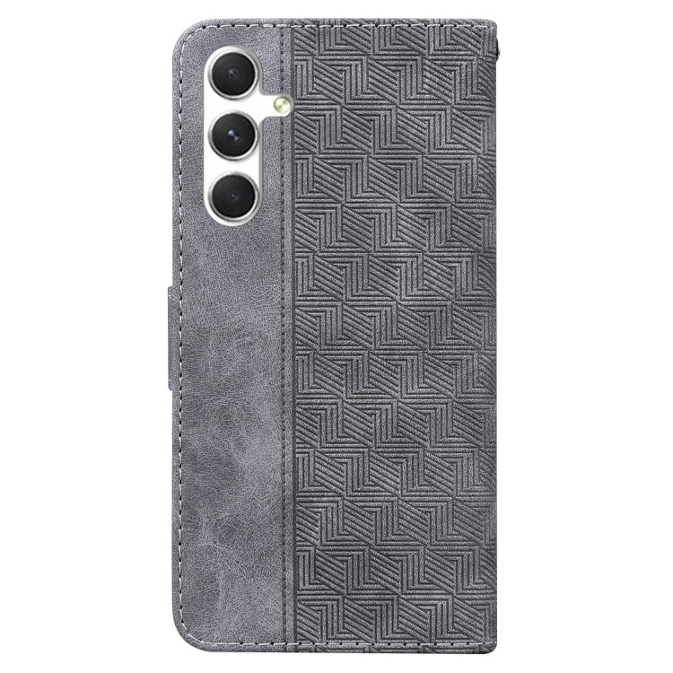 For Samsung Galaxy S25 5G Geometric Embossed Leather Phone Case(Grey) - Galaxy S25 5G Cases by PMC Jewellery | Online Shopping South Africa | PMC Jewellery | Buy Now Pay Later Mobicred