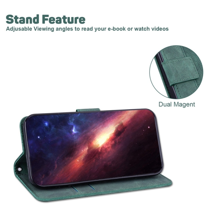For Samsung Galaxy S25+ 5G Geometric Embossed Leather Phone Case(Green) - Galaxy S25+ 5G Cases by PMC Jewellery | Online Shopping South Africa | PMC Jewellery | Buy Now Pay Later Mobicred