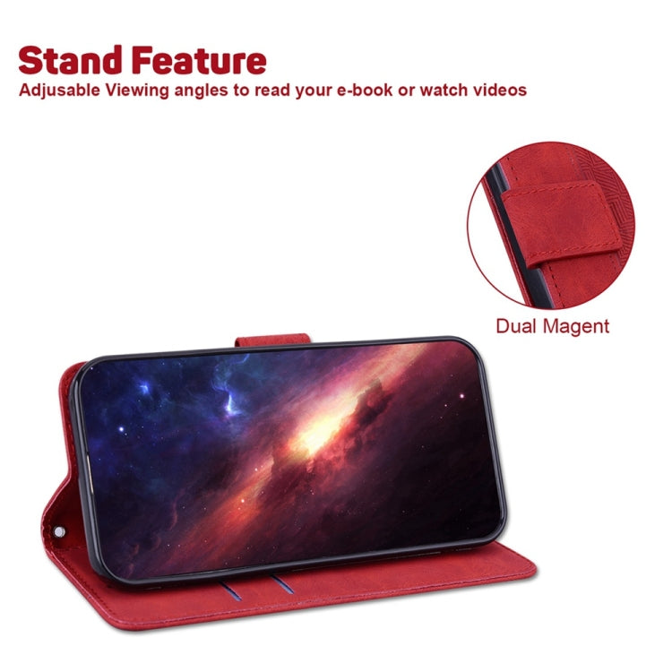 For Samsung Galaxy S25+ 5G Geometric Embossed Leather Phone Case(Red) - Galaxy S25+ 5G Cases by PMC Jewellery | Online Shopping South Africa | PMC Jewellery | Buy Now Pay Later Mobicred