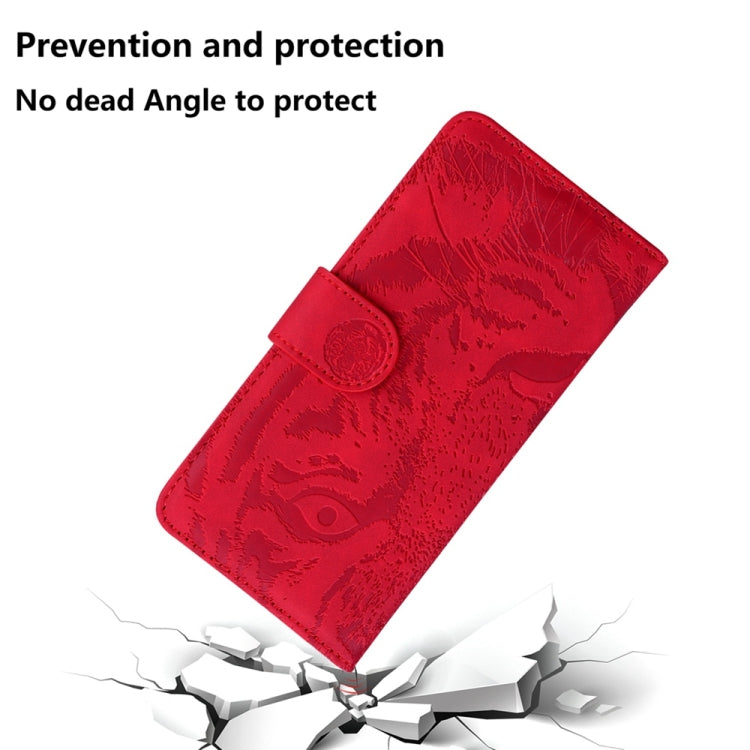 For Samsung Galaxy S25 5G Tiger Embossing Pattern Flip Leather Phone Case(Red) - Galaxy S25 5G Cases by PMC Jewellery | Online Shopping South Africa | PMC Jewellery | Buy Now Pay Later Mobicred