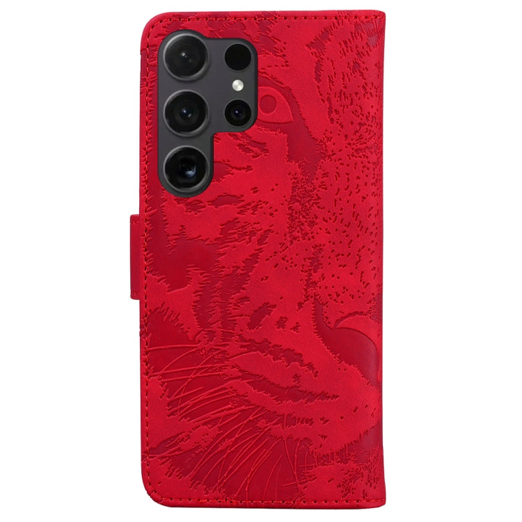 For Samsung Galaxy S25 Ultra 5G Tiger Embossing Pattern Flip Leather Phone Case(Red) - Galaxy S25 Ultra 5G Cases by PMC Jewellery | Online Shopping South Africa | PMC Jewellery | Buy Now Pay Later Mobicred