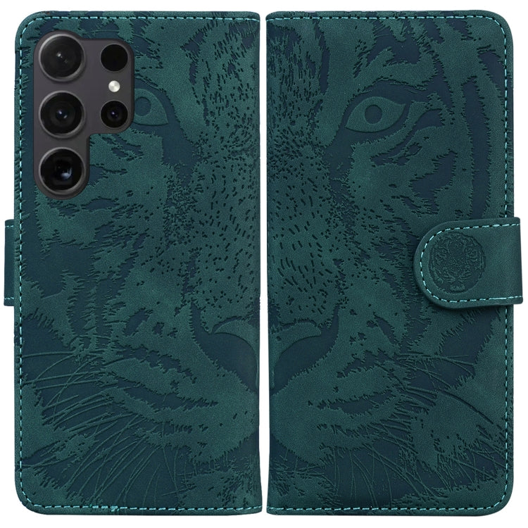 For Samsung Galaxy S25 Ultra 5G Tiger Embossing Pattern Flip Leather Phone Case(Green) - Galaxy S25 Ultra 5G Cases by PMC Jewellery | Online Shopping South Africa | PMC Jewellery | Buy Now Pay Later Mobicred