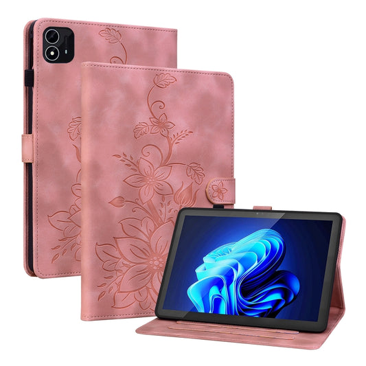 For itel Pad One 10.1 Lily Embossed Leather Tablet Case(Pink) - Others by PMC Jewellery | Online Shopping South Africa | PMC Jewellery | Buy Now Pay Later Mobicred