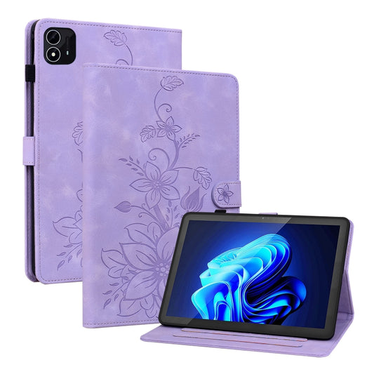 For itel Pad One 10.1 Lily Embossed Leather Tablet Case(Purple) - Others by PMC Jewellery | Online Shopping South Africa | PMC Jewellery | Buy Now Pay Later Mobicred