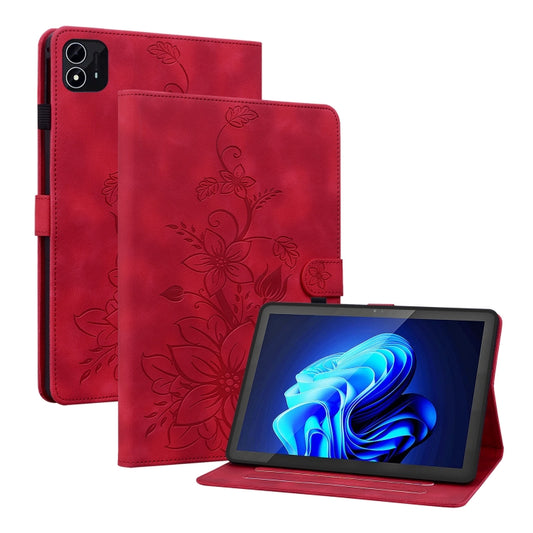 For itel Pad One 10.1 Lily Embossed Leather Tablet Case(Red) - Others by PMC Jewellery | Online Shopping South Africa | PMC Jewellery | Buy Now Pay Later Mobicred