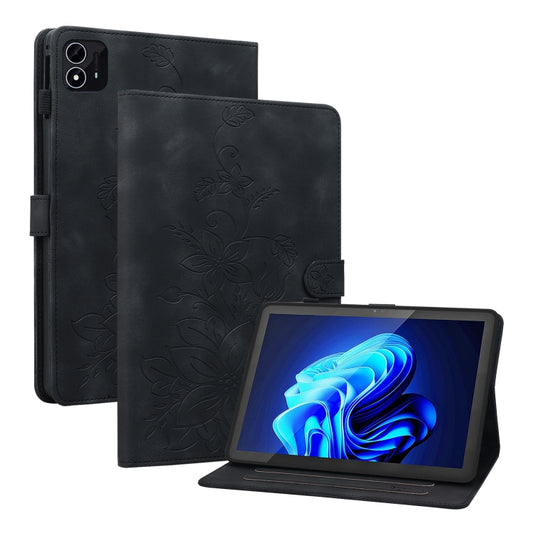 For itel Pad One 10.1 Lily Embossed Leather Tablet Case(Black) - Others by PMC Jewellery | Online Shopping South Africa | PMC Jewellery | Buy Now Pay Later Mobicred