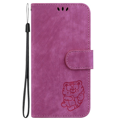 For Samsung Galaxy S25 5G Little Tiger Embossed Leather Phone Case(Rose Red) - Galaxy S25 5G Cases by PMC Jewellery | Online Shopping South Africa | PMC Jewellery | Buy Now Pay Later Mobicred